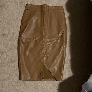 RW&CO. Tan Leather Pencil Skirt